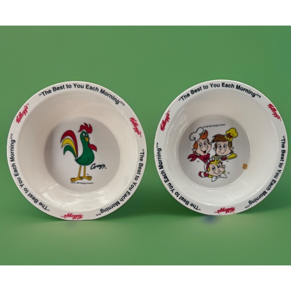 Kellogg's Vintage 1995‎ Cereal Bowls Set of 2 Snap, Crackle, Pop And Corny